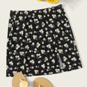NWT, Shein • Slit Hem Ditsy Floral Print Skirt, Size Small
